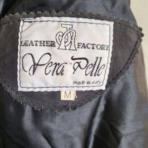 Vintage Leather Vera PELLE Barn Coat Jacket Italy Ash Black Brown Tan Size M - Picture 13 of 14